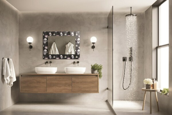 Dekorativno ogledalo Lobanje in cvetje