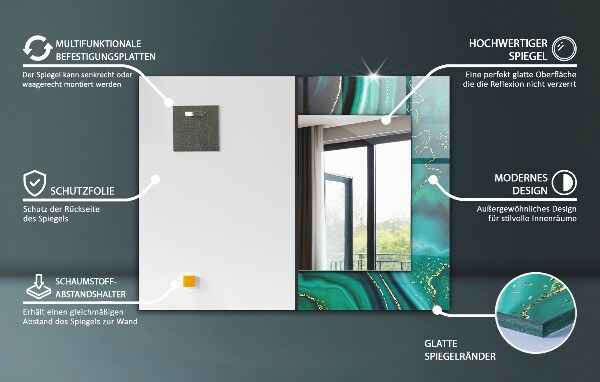 Dekorativno ogledalo Ptice in cvetje