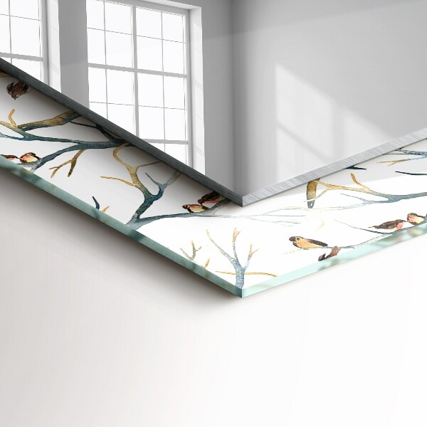 Ogledalo s potiskanim okvirjem Ptice na vejah