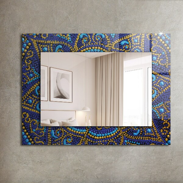 Ogledalo z okrasnim okvirjem Mandala z modrimi pikami