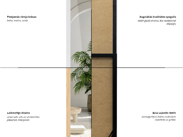 Belo stoječe ogledalo 36x156 cm