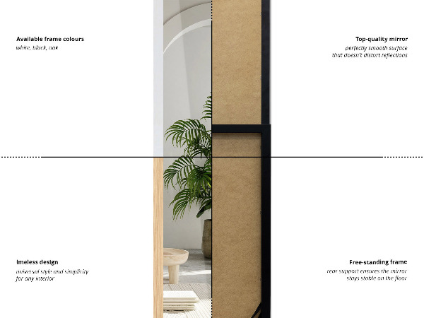 Belo stoječe ogledalo 36x156 cm