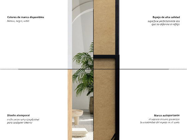 Hrastovo stoječe ogledalo 36x156 cm