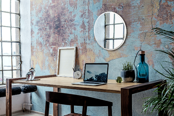 Kopalniško okroglo ogledalo bel okvir 90 cm