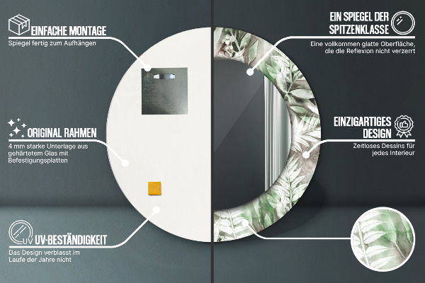 Ogledalo s potiskanim okvirjem Listi akvarela