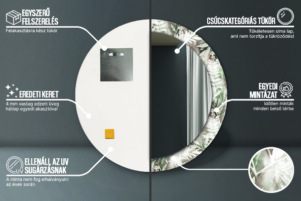 Ogledalo s potiskanim okvirjem Listi akvarela