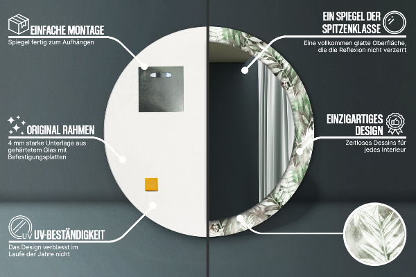 Ogledalo s potiskanim okvirjem Listi akvarela