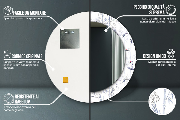 Ogledalo s potiskanim okvirjem Žerjave ptice