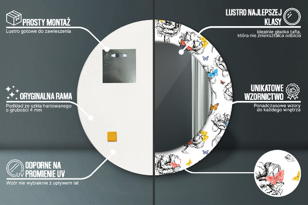 Ogledalo s potiskanim okvirjem Metulj