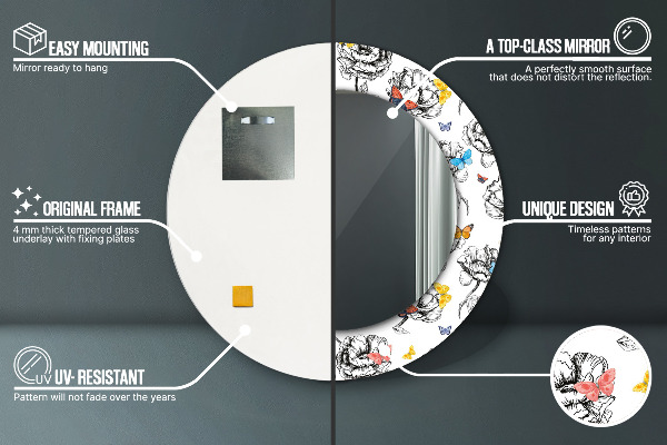 Ogledalo s potiskanim okvirjem Metulj