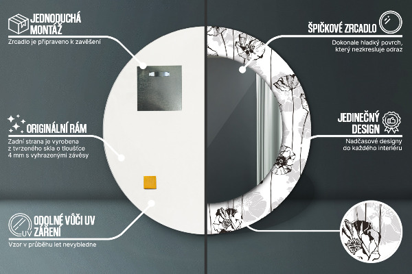 Ogledalo z okrasnim okvirjem Cvetje maki