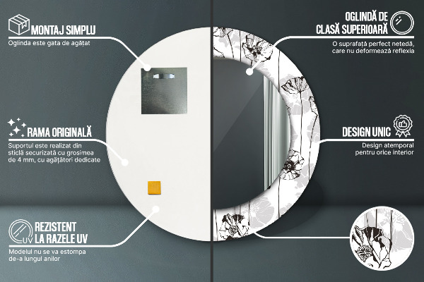 Ogledalo z okrasnim okvirjem Cvetje maki