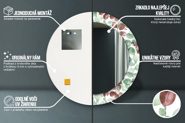 Ogledalo s potiskanim okvirjem Evkaliptus
