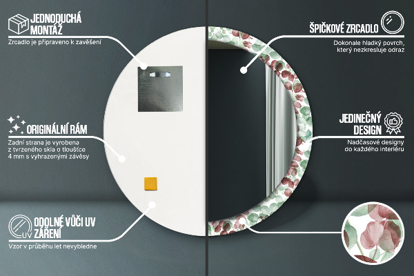 Ogledalo s potiskanim okvirjem Evkaliptus