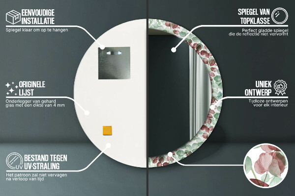 Ogledalo s potiskanim okvirjem Evkaliptus