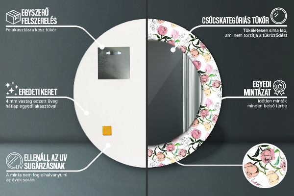 Ogledalo s potiskanim okvirjem Peony brsti