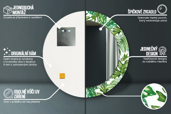 Ogledalo s potiskanim okvirjem Listi džungle