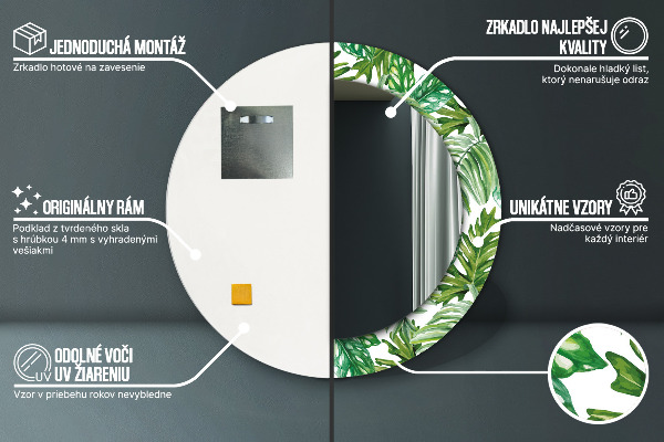 Ogledalo s potiskanim okvirjem Listi džungle