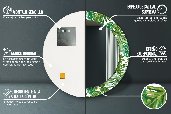 Ogledalo s potiskanim okvirjem Listi džungle