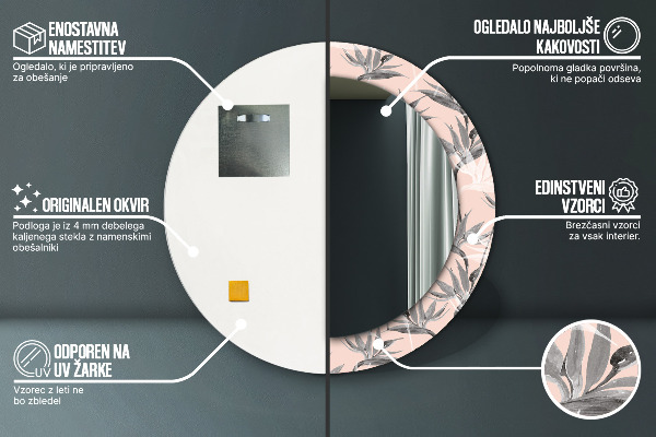 Ogledalo s potiskanim okvirjem Raj ptic