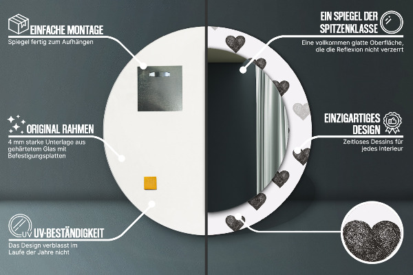 Dekorativno ogledalo Abstraktna srca