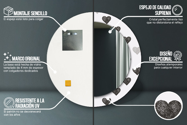 Dekorativno ogledalo Abstraktna srca