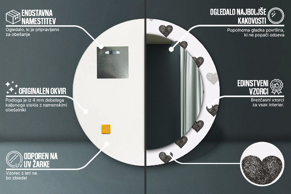 Dekorativno ogledalo Abstraktna srca