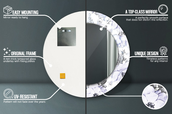 Dekorativno ogledalo Modre vrtnice