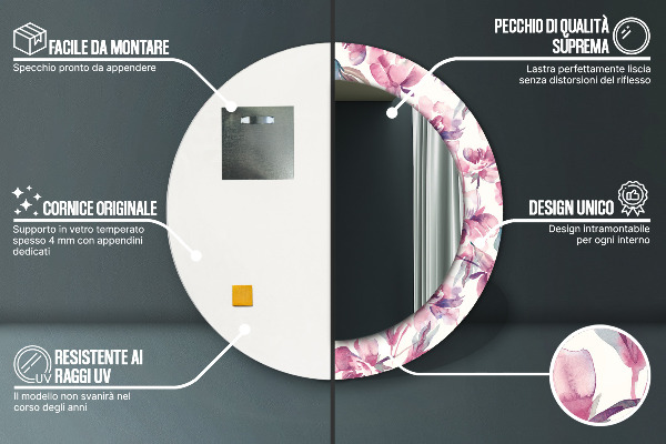 Dekorativno ogledalo Peonies cvetje