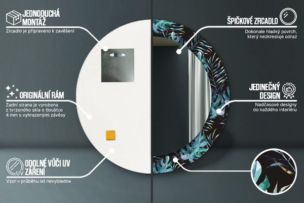 Ogledalo s potiskanim okvirjem Eksotični listi