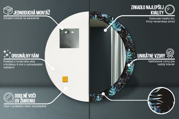 Ogledalo s potiskanim okvirjem Eksotični listi