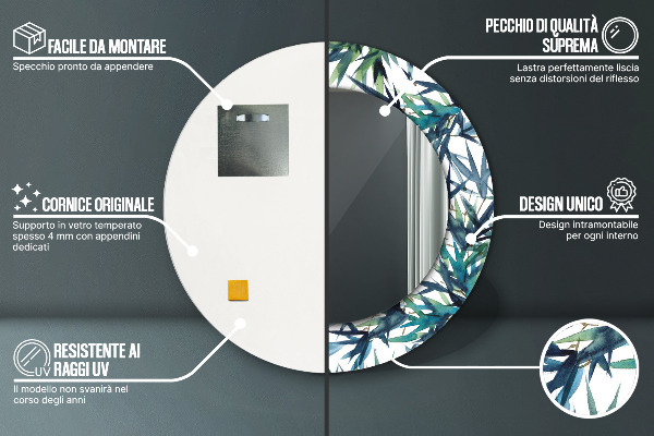 Ogledalo z okrasnim okvirjem Modra palme