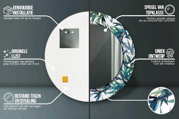 Ogledalo z okrasnim okvirjem Modra palme