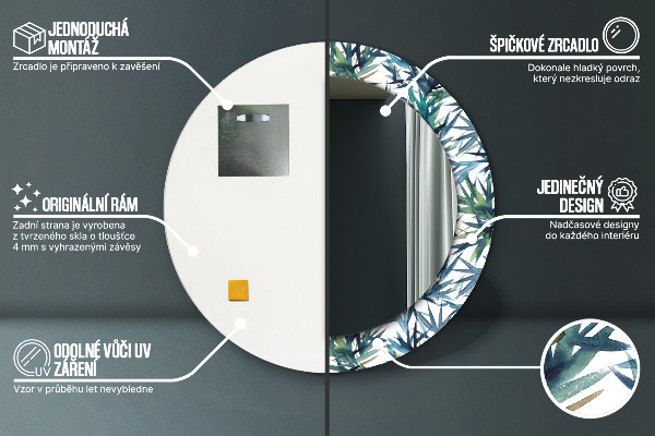 Ogledalo z okrasnim okvirjem Modra palme