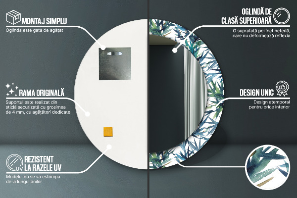 Ogledalo z okrasnim okvirjem Modra palme