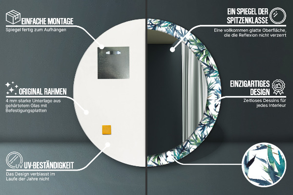 Ogledalo z okrasnim okvirjem Modra palme