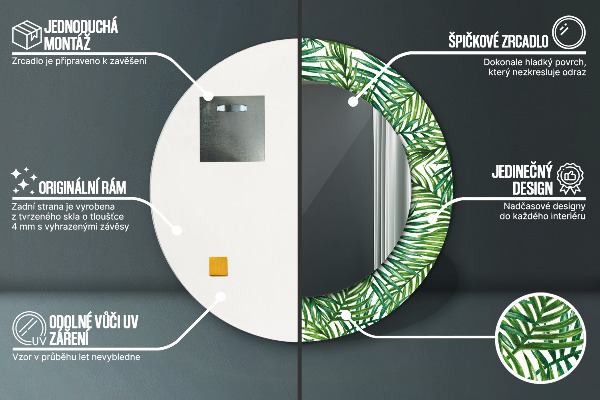 Ogledalo s potiskanim okvirjem Tropska dlan