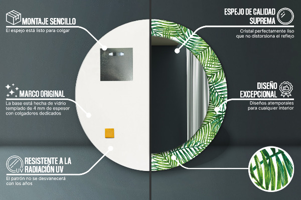 Ogledalo s potiskanim okvirjem Tropska dlan