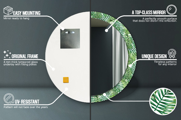 Ogledalo s potiskanim okvirjem Tropska dlan