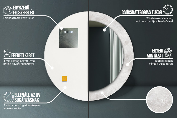 Ogledalo s potiskanim okvirjem Betonska tekstura