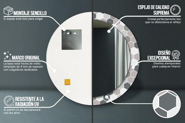 Dekorativno ogledalo Šesterokotni vzorec