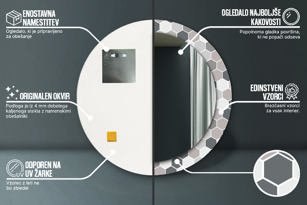Dekorativno ogledalo Šesterokotni vzorec