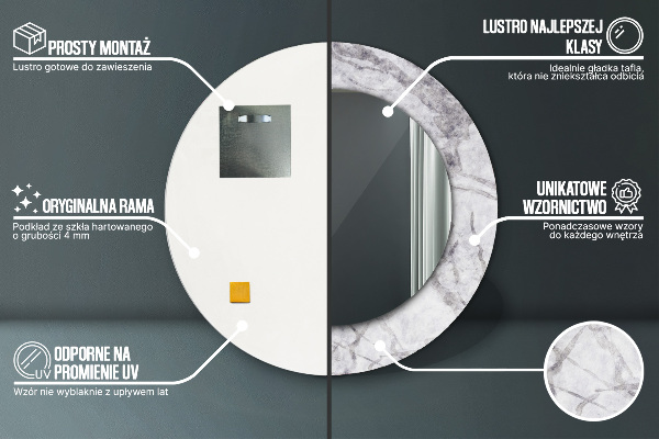 Ogledalo s potiskanim okvirjem Beli marmor