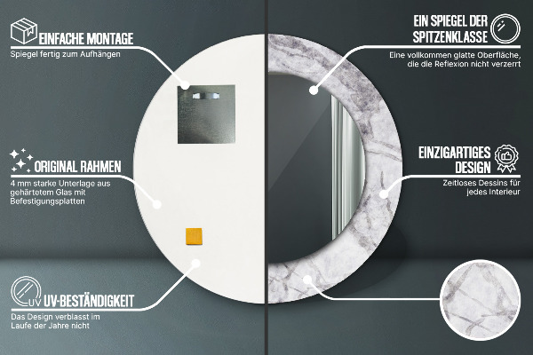 Ogledalo s potiskanim okvirjem Beli marmor