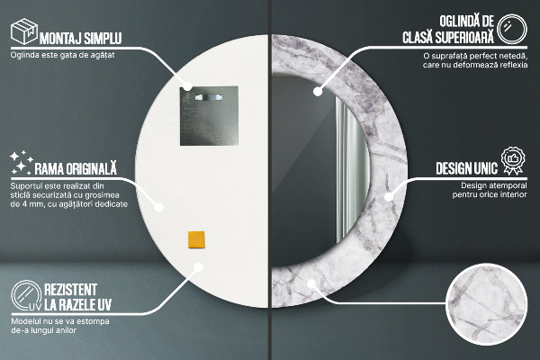 Ogledalo s potiskanim okvirjem Beli marmor