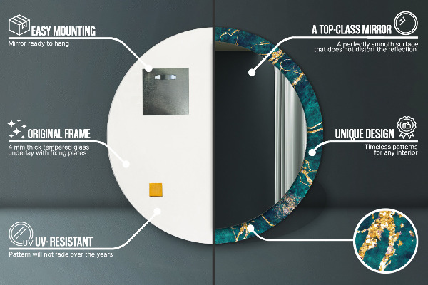 Okrasno ogledalo Zeleni malahitni marmor