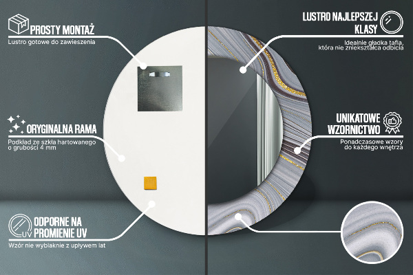 Ogledalo z okrasnim okvirjem Siv marmor