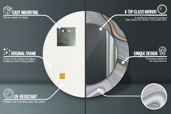 Ogledalo z okrasnim okvirjem Siv marmor