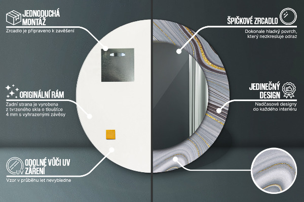Ogledalo z okrasnim okvirjem Siv marmor