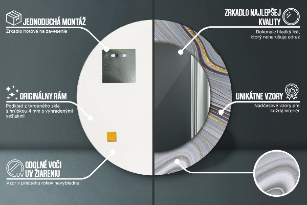 Ogledalo z okrasnim okvirjem Siv marmor